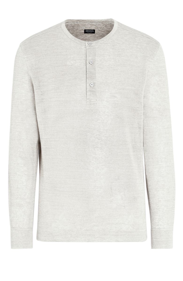 ZEGNA Long Sleeve Linen Knit Henley, Alternate, color, 