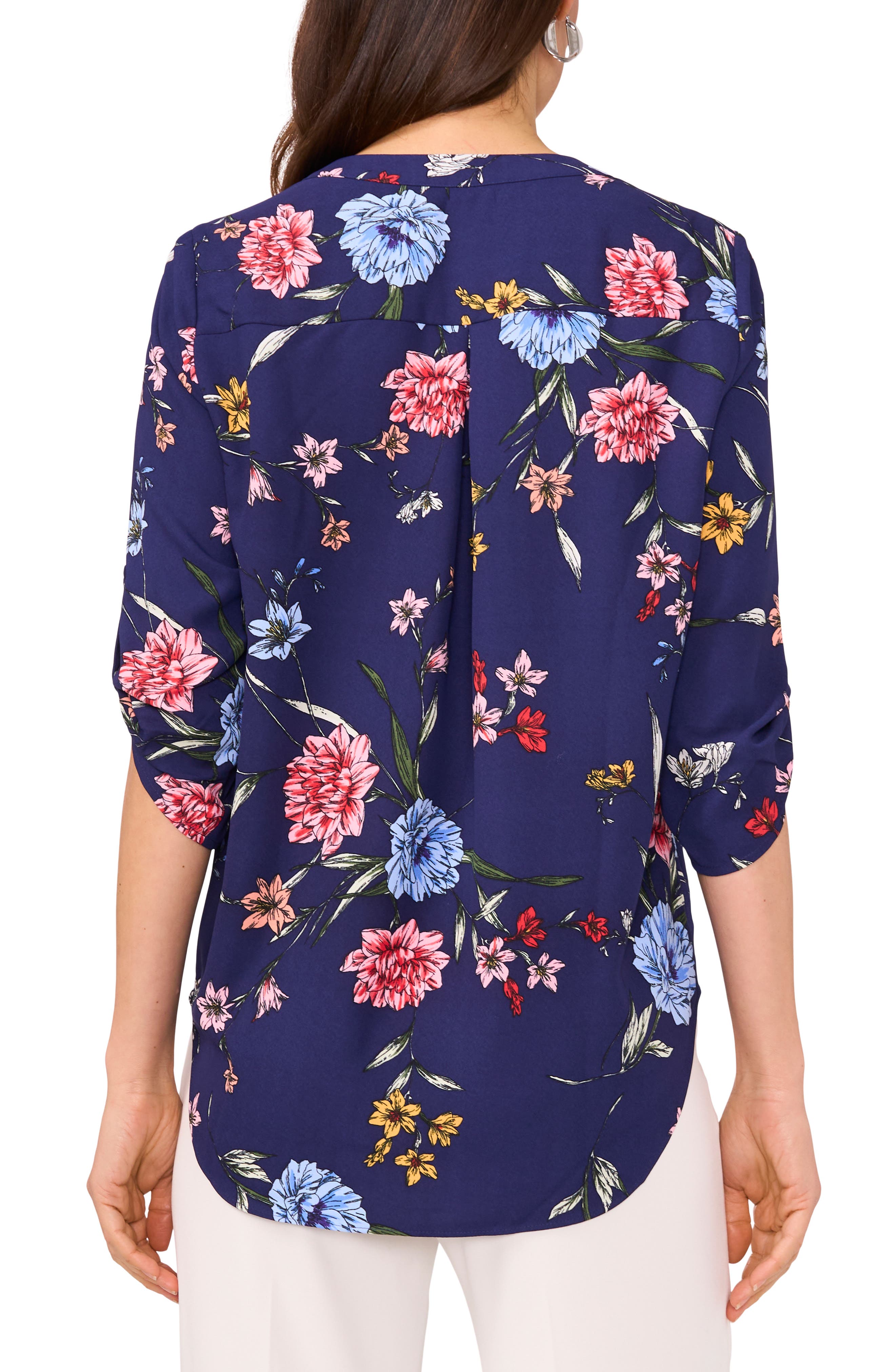 Floral Print Roll Tab Top - image 2