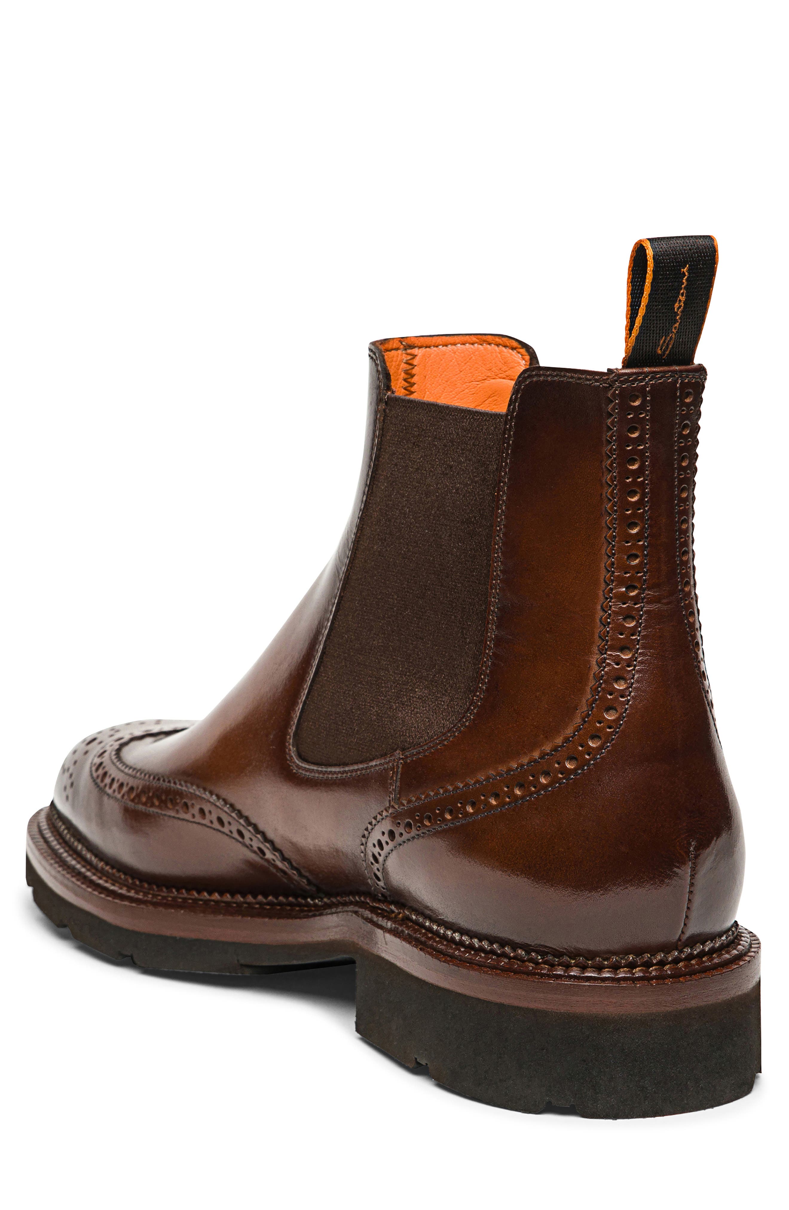 Santoni Kalama Wingtip Chelsea Boot, Alternate, color, Brown