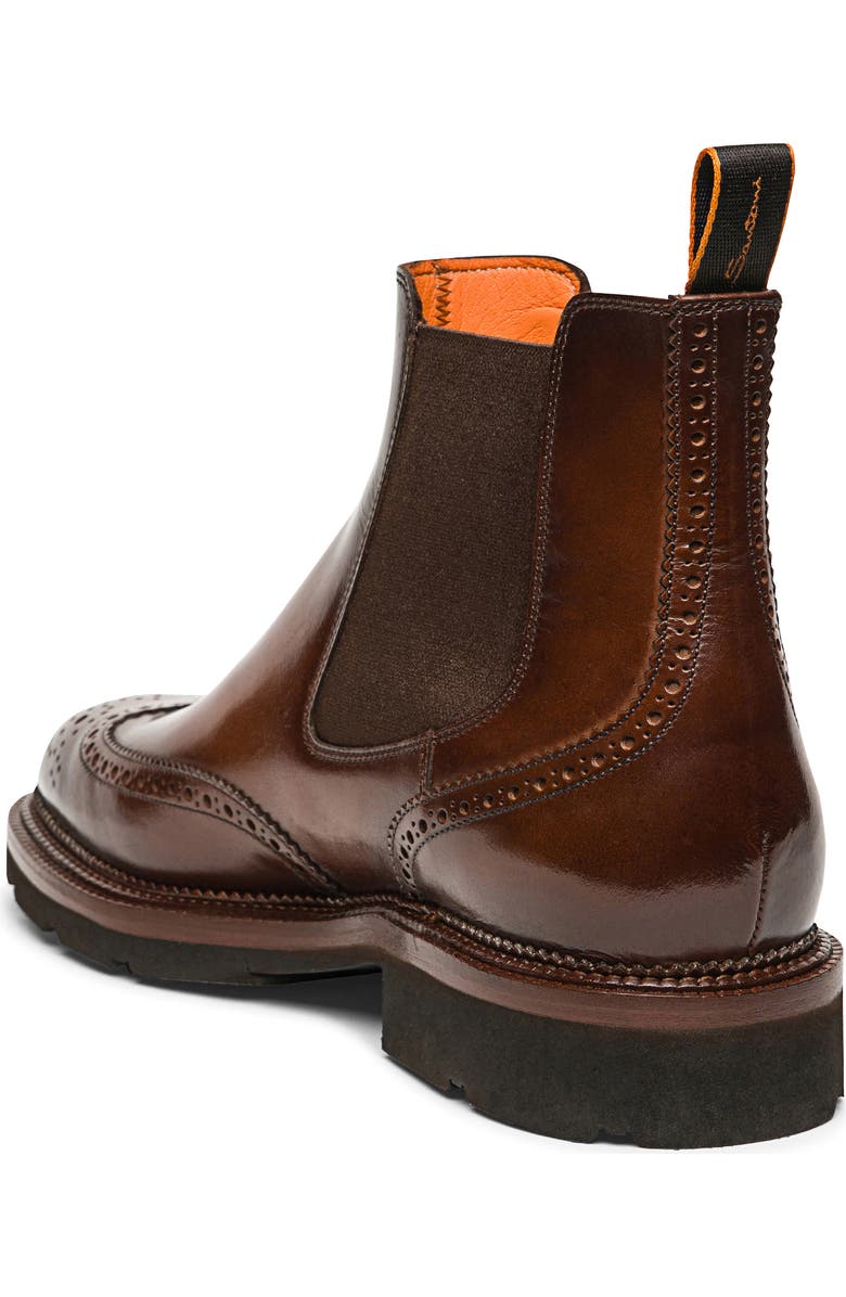 Santoni Kalama Wingtip Chelsea Boot, Alternate, color, Brown