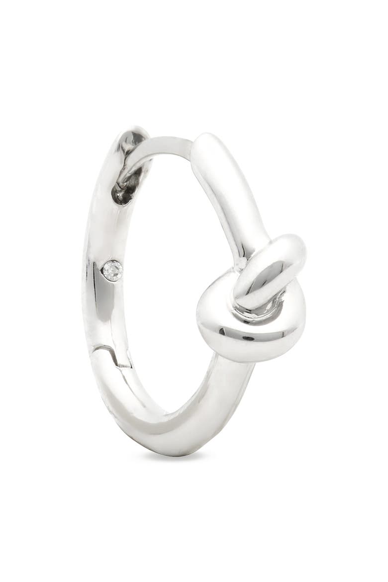 Knotted Huggie Hoop Earrings, Alternate, color, SILVER