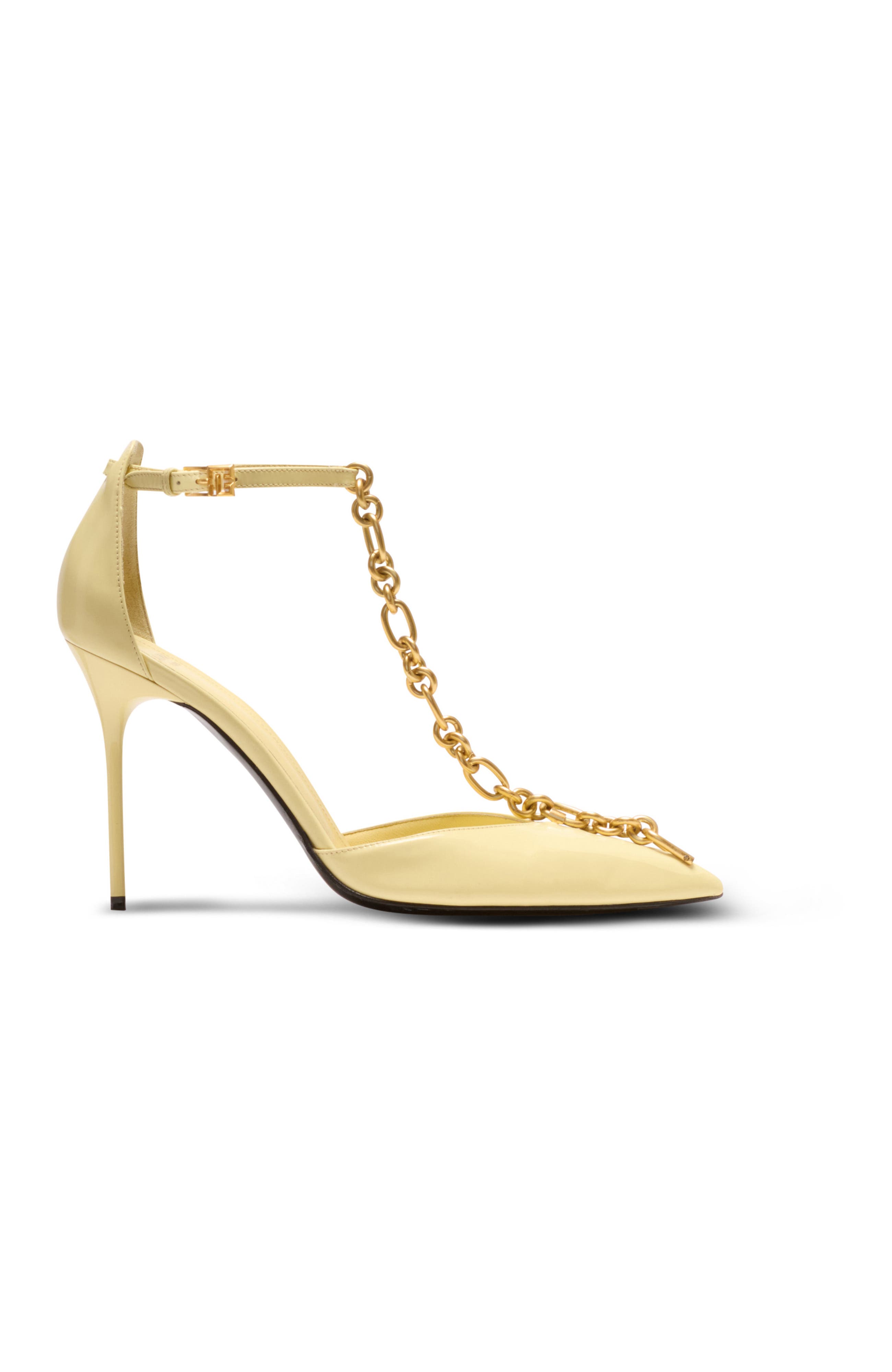 Balmain Sync patent leather stilettos, Alternate, color, Yellow