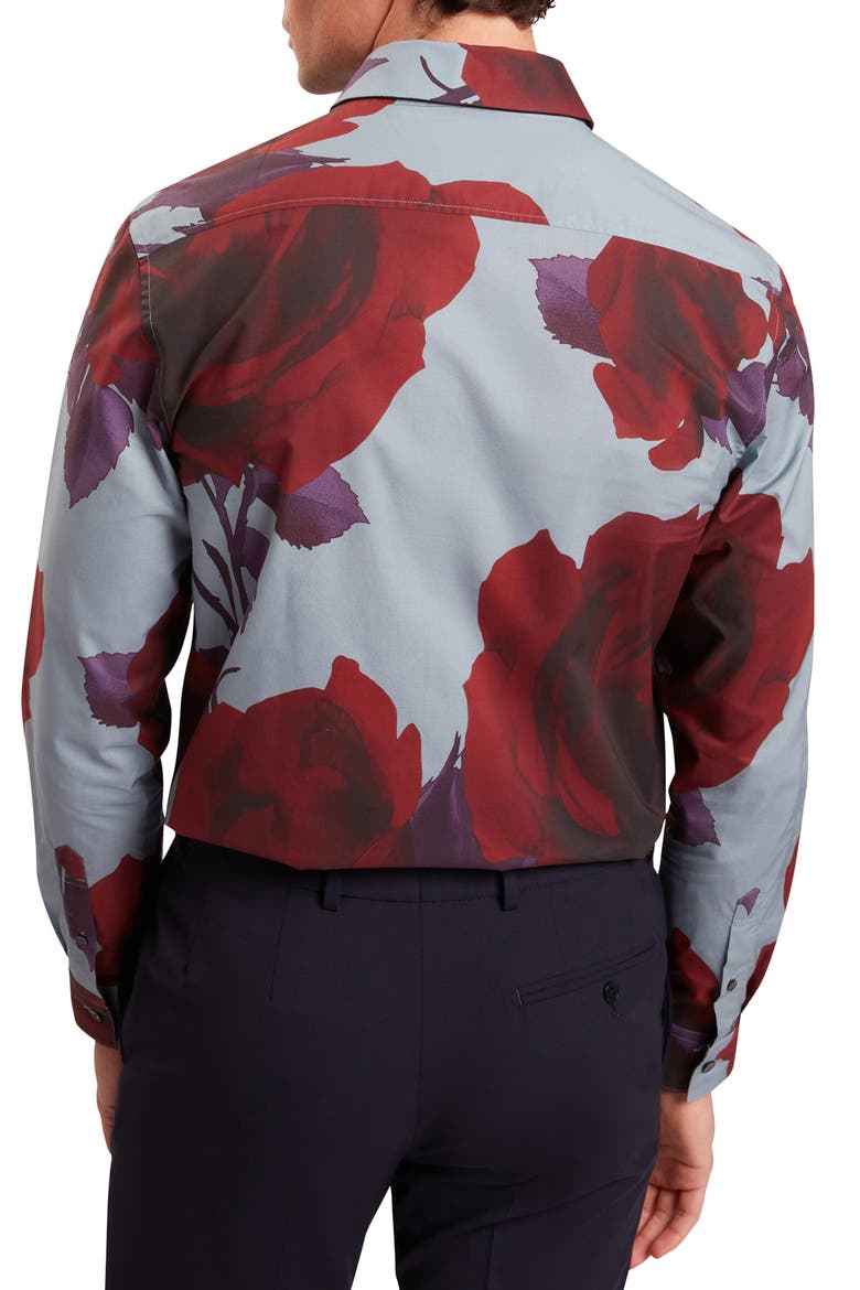 Givira Print Cotton Button-Up Shirt, Alternate, color, TEAL-BLUE
