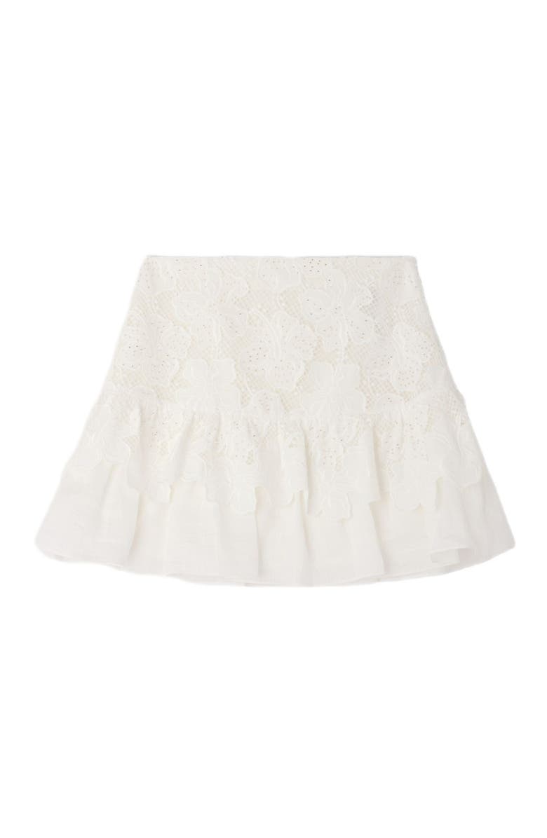 SANDRO Short guipure skirt, Alternate, color, White