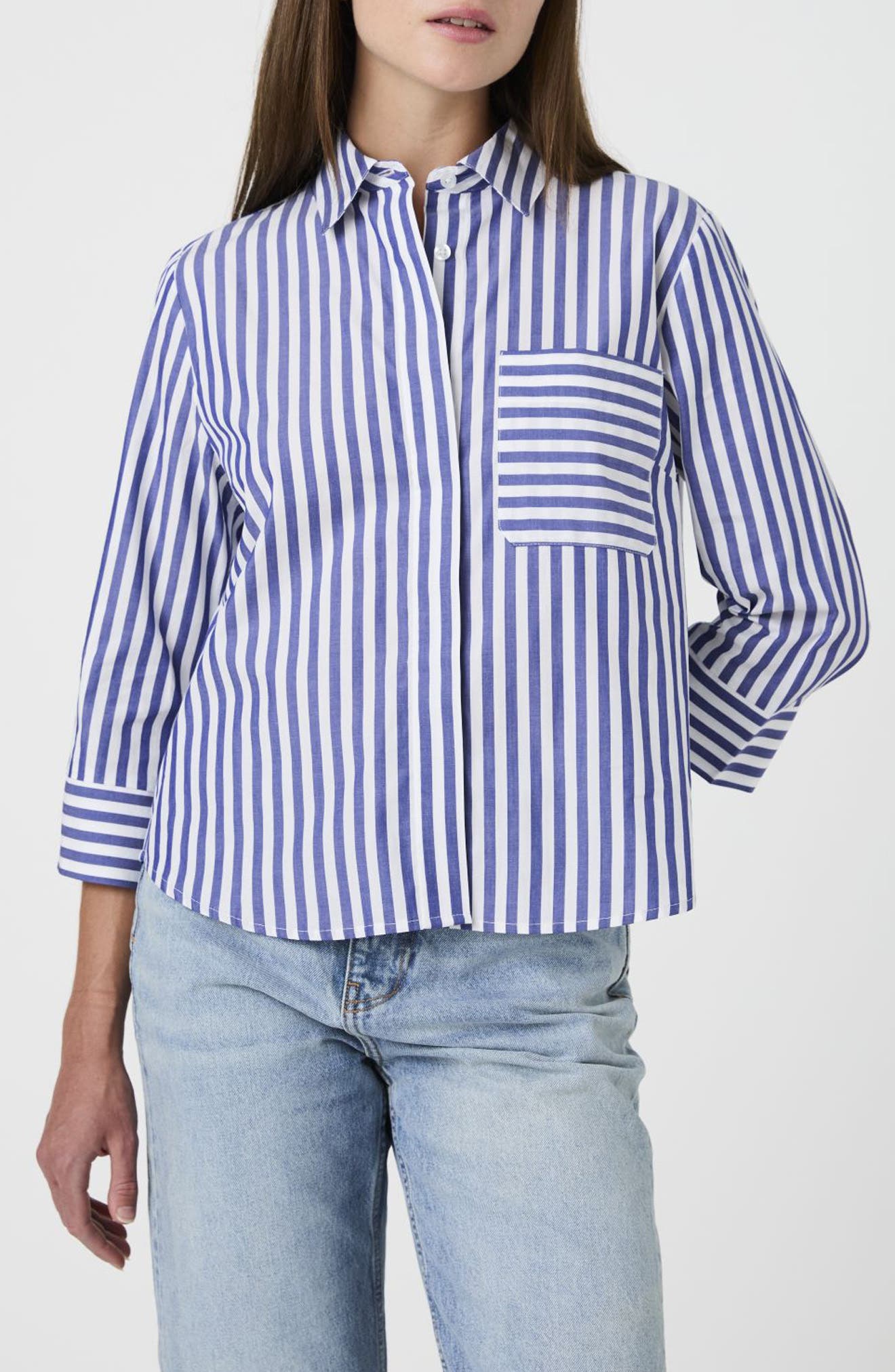 Striped Peplum Cotton Shirt