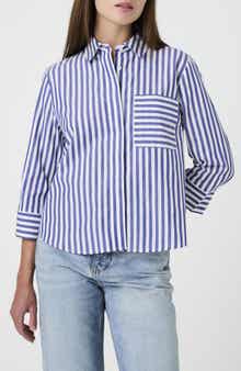 Striped Peplum Cotton Shirt