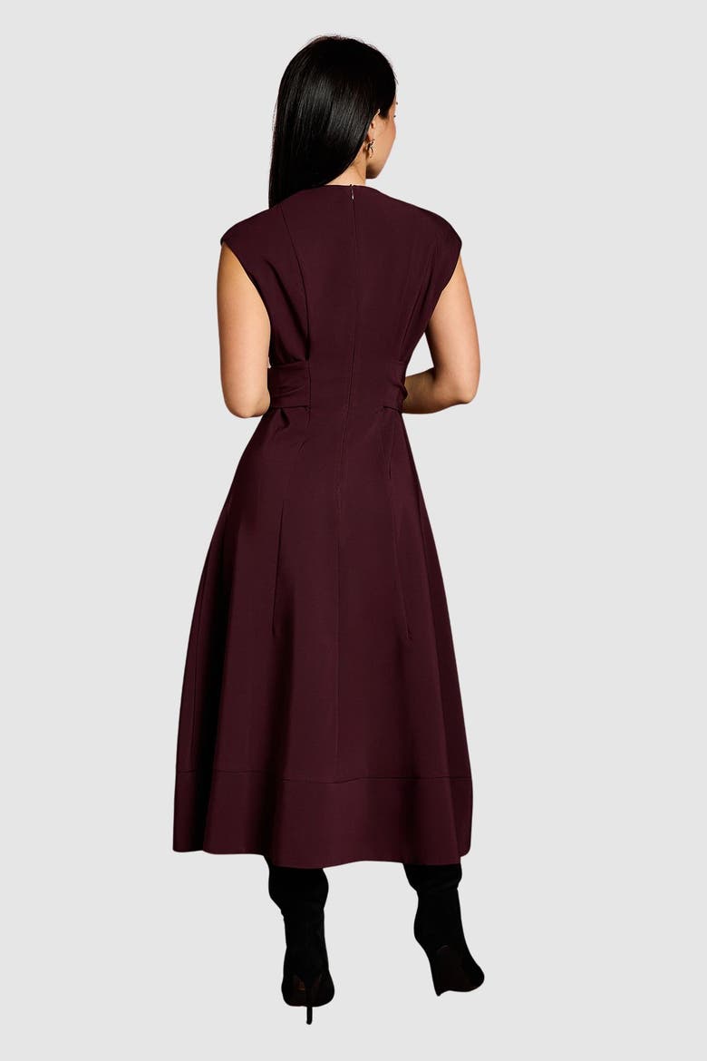 Petite Belted Crepe Dress, Alternate, color, Chocolate