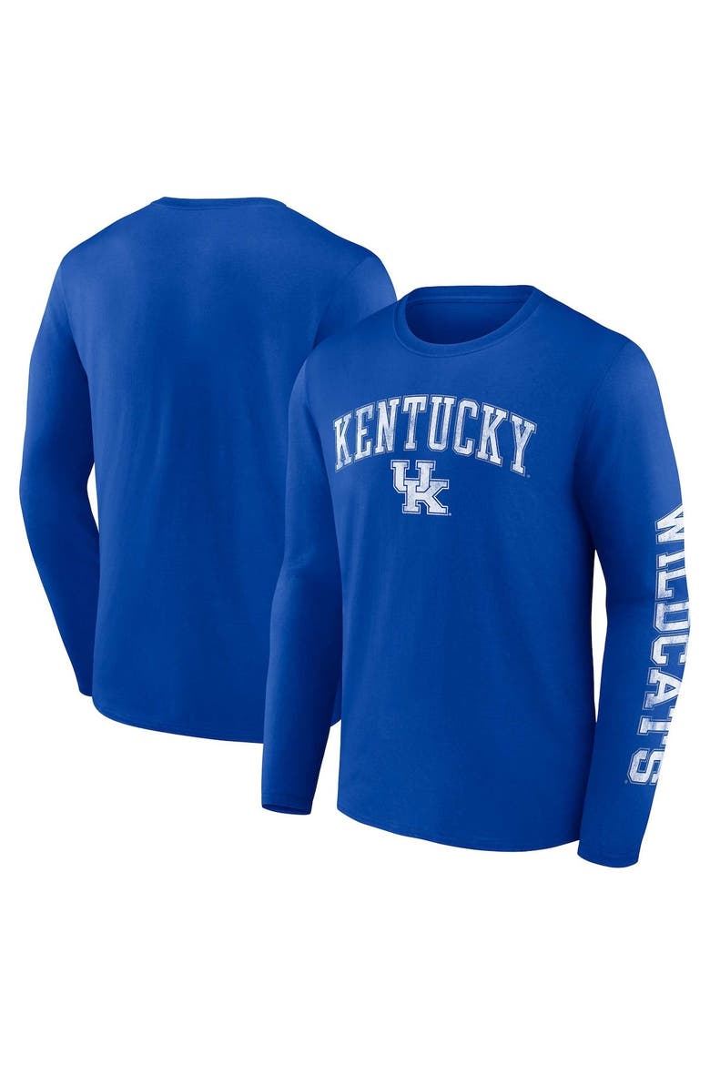 Men's Fanatics Branded Royal Kentucky Wildcats Distressed Arch Over Logo Long Sleeve T-Shirt, Main, color, Royal