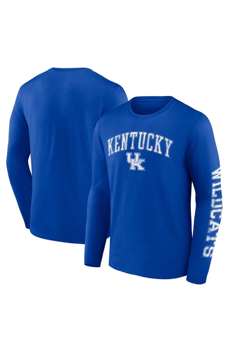 FANATICS Men's Fanatics Branded Royal Kentucky Wildcats Distressed Arch Over Logo Long Sleeve T-Shirt, Main, color,