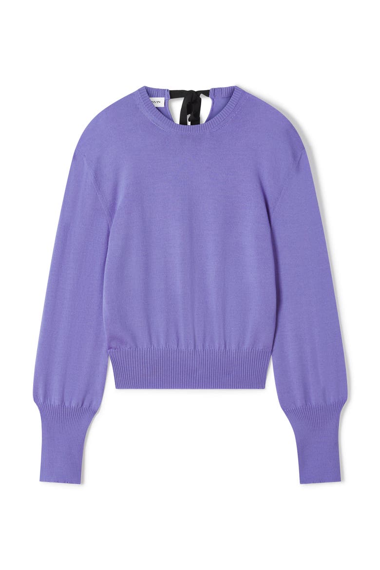 Purple Wool Sweater With Grosgrain Detail, Alternate, color, Lilac