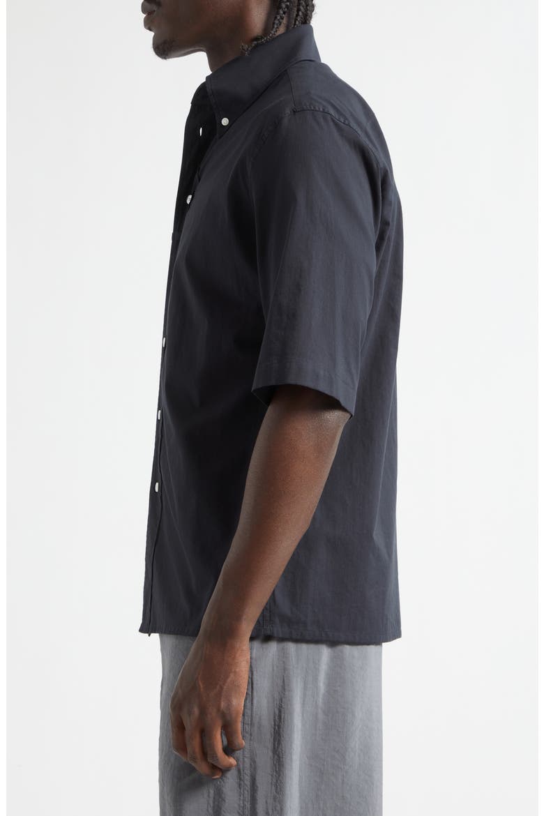 Short Sleeve Cotton Muslin Button-Down Shirt, Alternate, color, SQUID INK