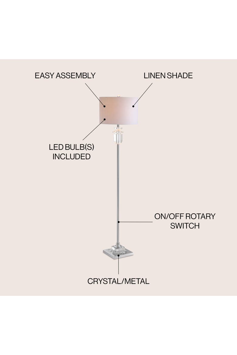 Aria Crystal/Metal LED Floor Lamp, Alternate, color, Clear/Chrome
