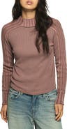 Lucky Brand Sweater Mix Turtleneck Top