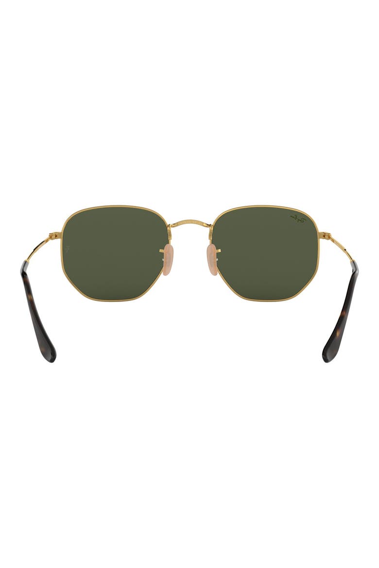 48mm Hexagonal Flat Lens Sunglasses, Alternate, color, GOLD GREEN