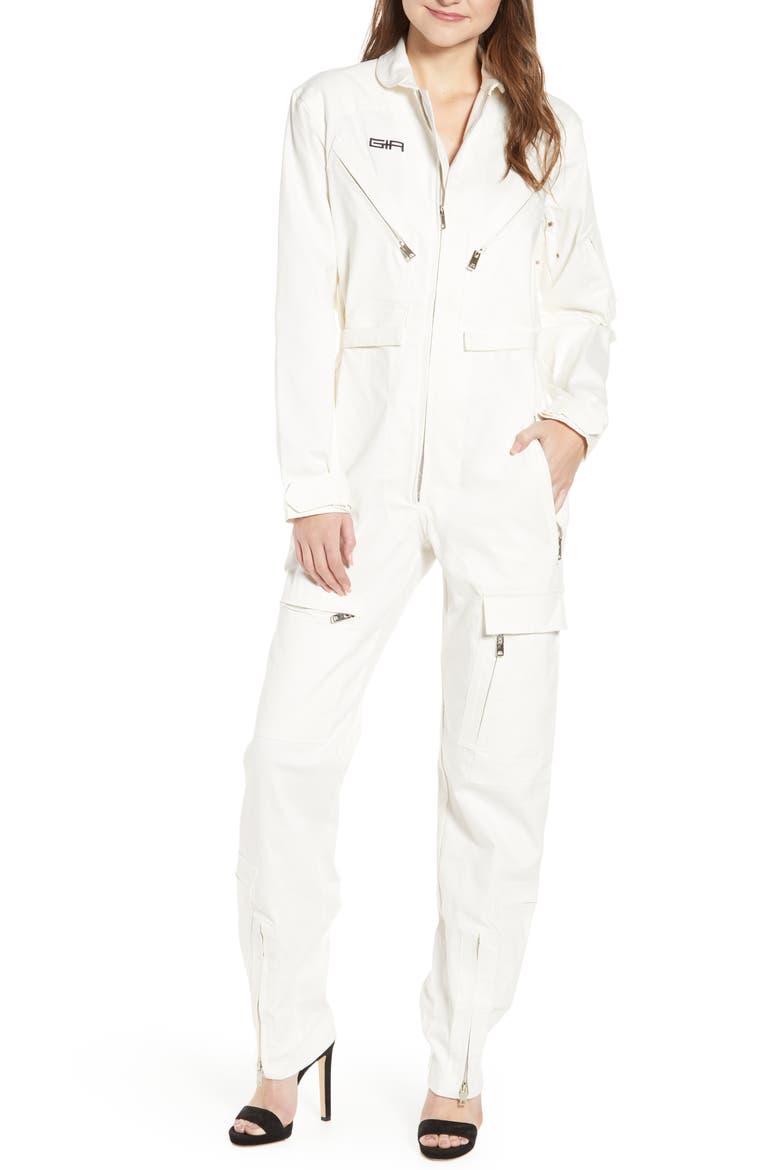 Neo-Noir Boiler Jumpsuit, Main, color, WHITE