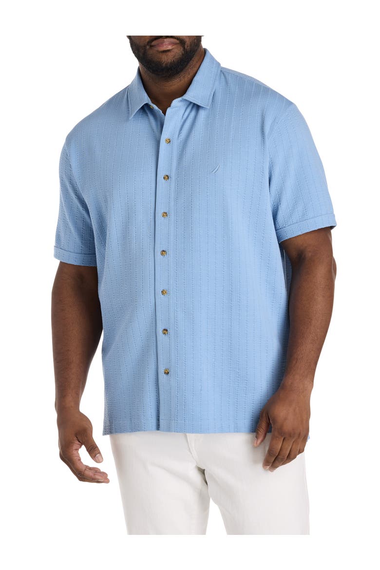Big & Tall Button-Down Seersucker Polo Shirt, Main, color, ALLURE