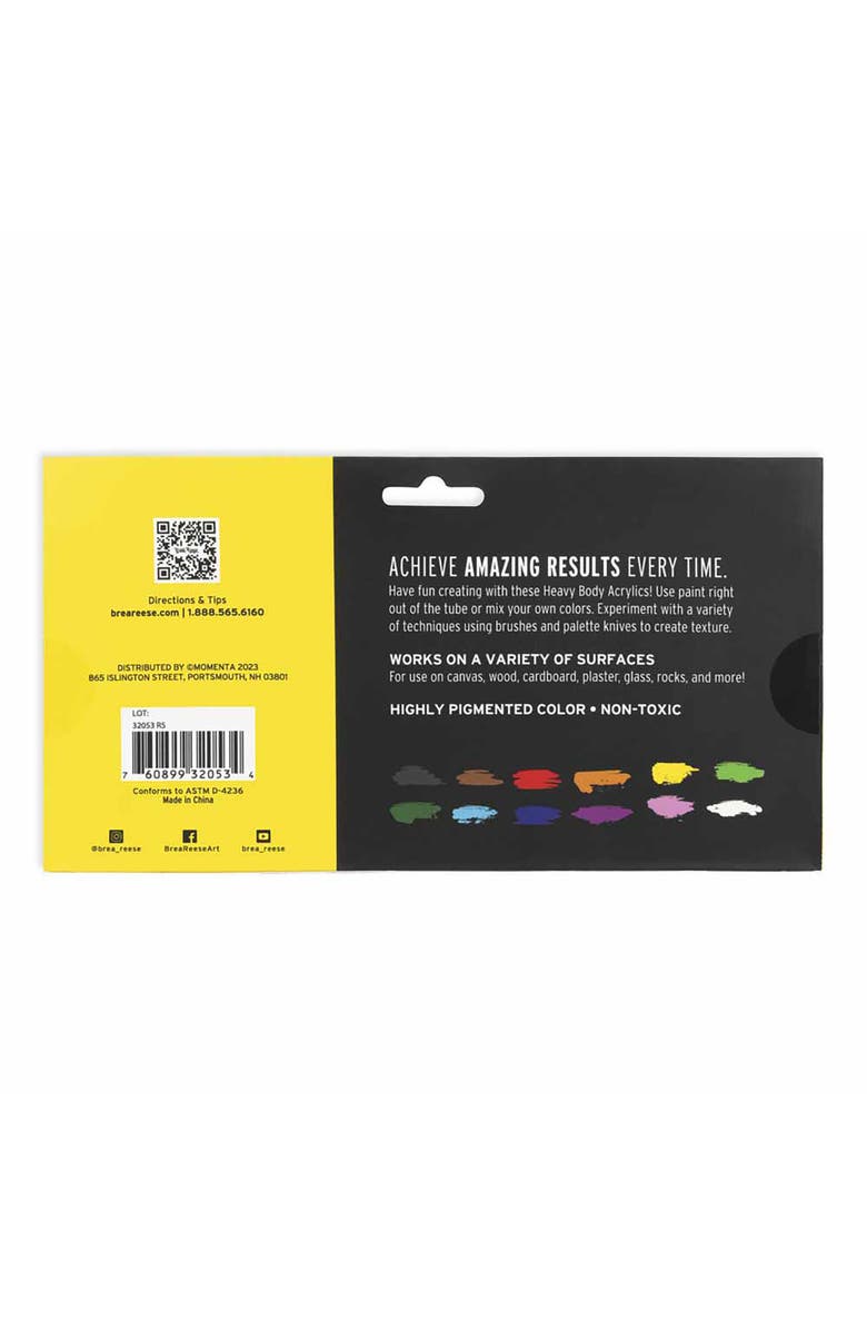 Brea Reese Professional Heavy Body Acrylic Paint Set 12 Tubes, Alternate, color, Multicolored