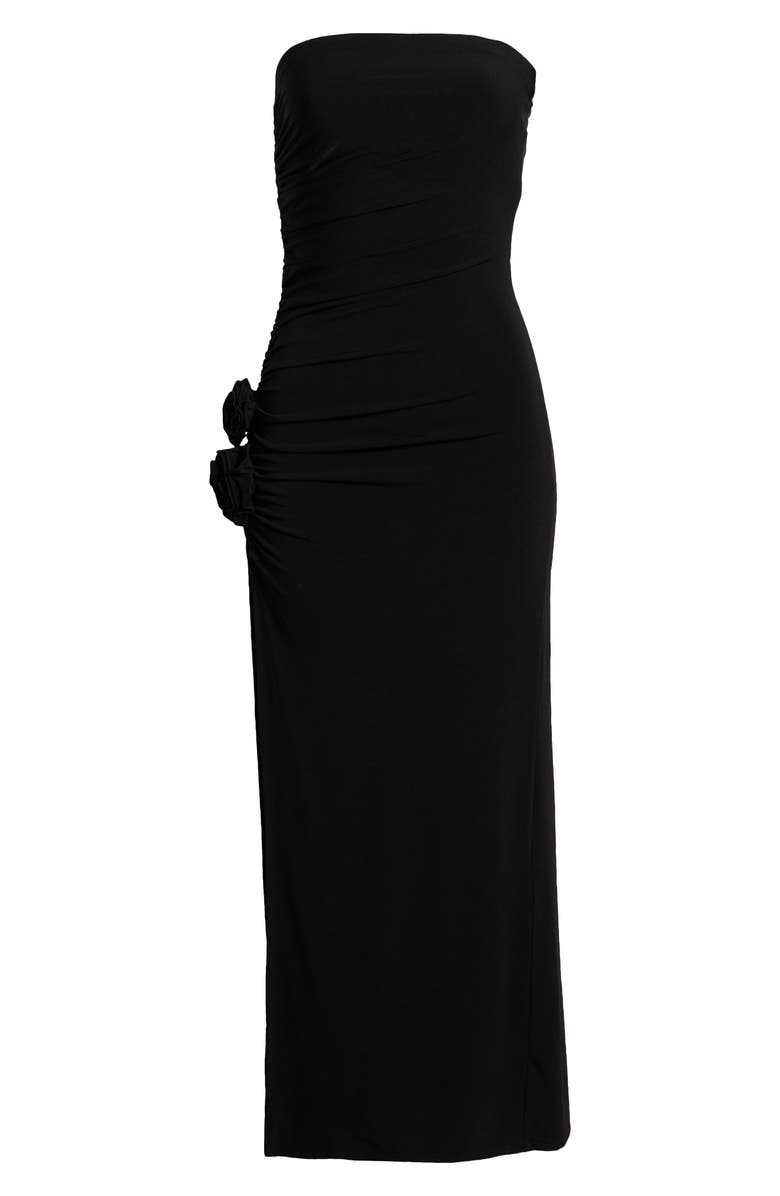 MANGO Sage Strapless Ruched Column Dress, Alternate, color, Black