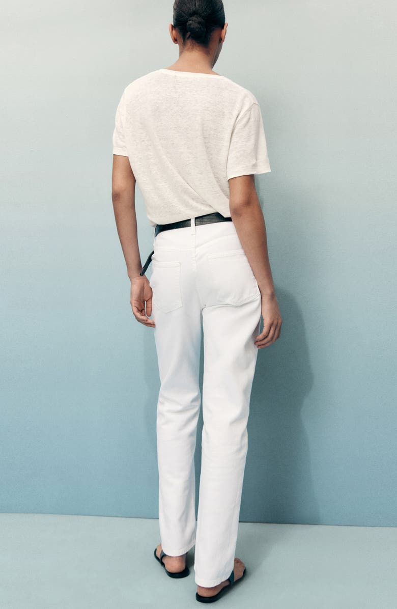 MANGO Matilda Mid Rise Straight Leg Jeans, Alternate, color, White