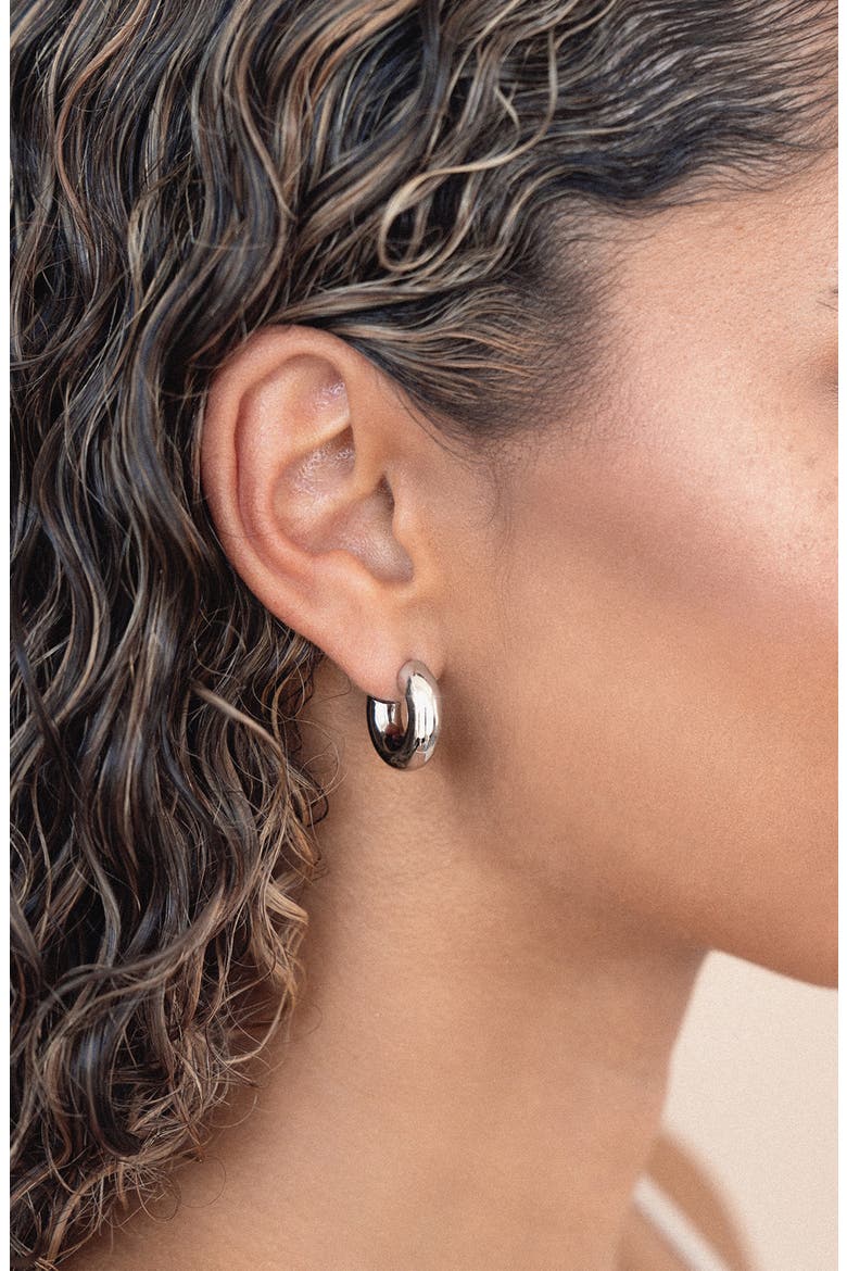 Mini Thick Classic Hoops, Alternate, color, RHODIUM