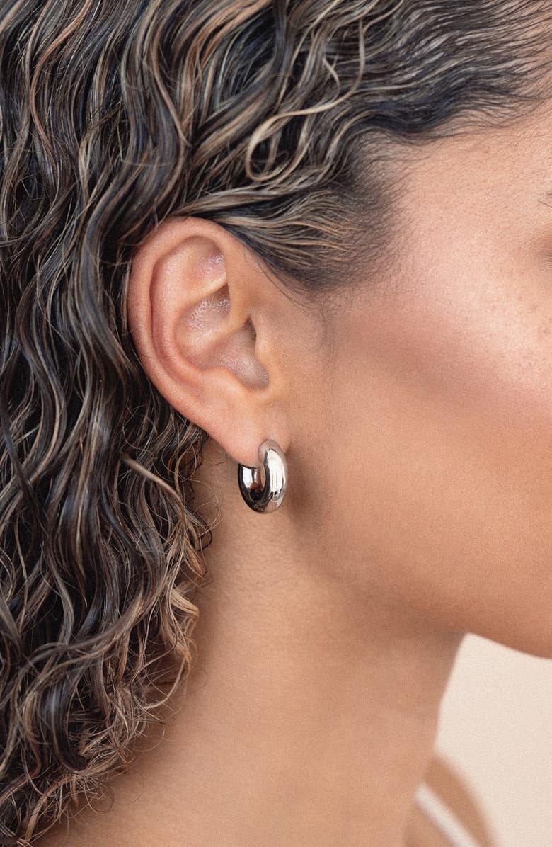 Ettika Mini Thick Classic Hoops, Alternate, color, Rhodium