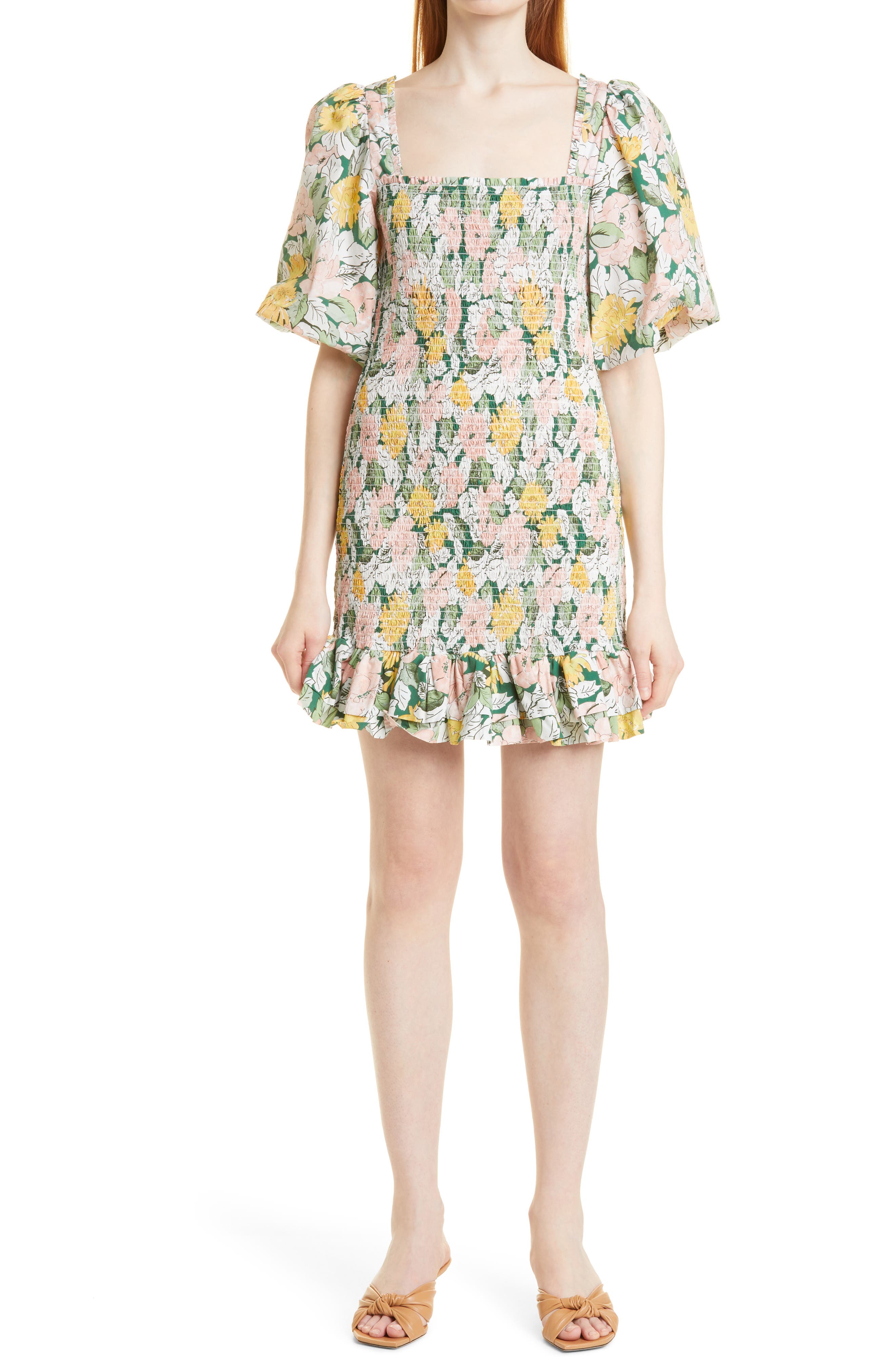 byTiMo Festive Cotton Smocked Minidress (Women) | Nordstromrack