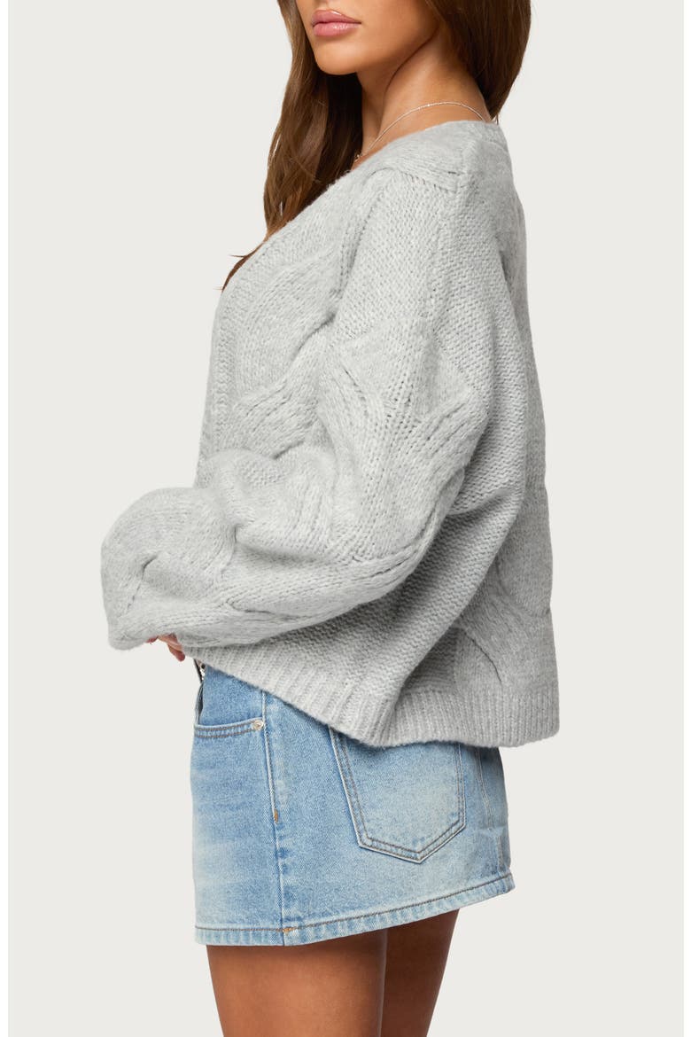 Braiden Chunky Cable Stitch Cardigan, Alternate, color, LIGHT-GREY-MELANGE