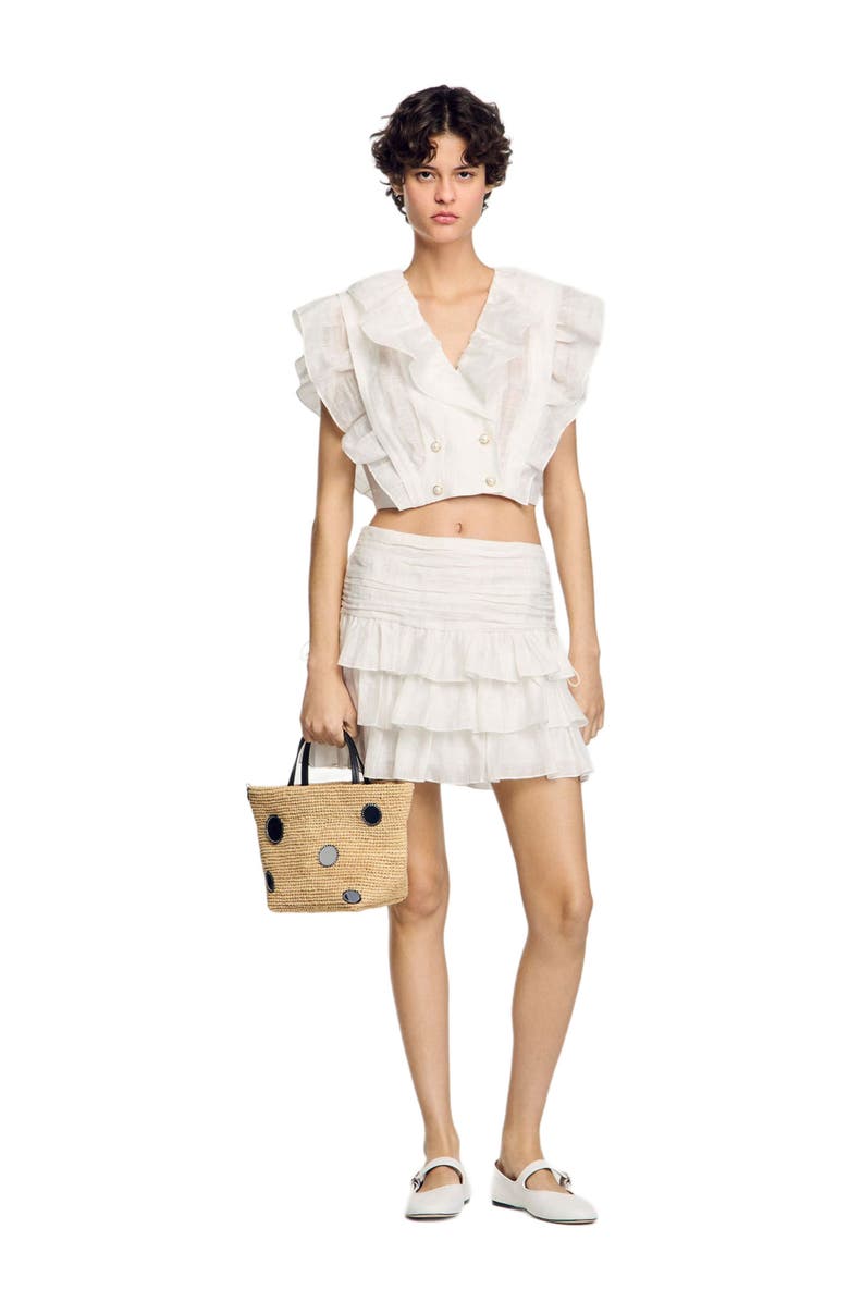 SANDRO Ruffled crop top, Alternate, color, 