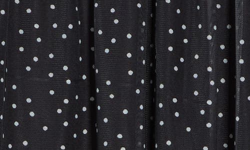 Max Studio Short Sleeve Knit Mesh Top In Black Cream Dot