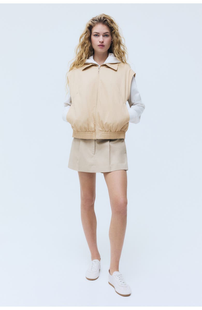 H&M Collared Cotton Gilet, Alternate, color, Beige