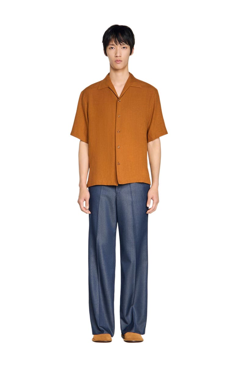 SANDRO Linen shirt, Alternate, color, Whisky