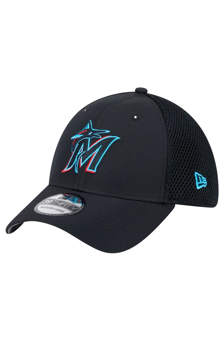 New Era Men's New Era Black Miami Marlins Team Tone 39THIRTY Flex Hat, Main, color, 