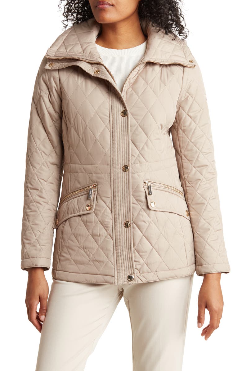 Michael Kors Water Resistant Quilted Hooded Jacket, Main, color, 