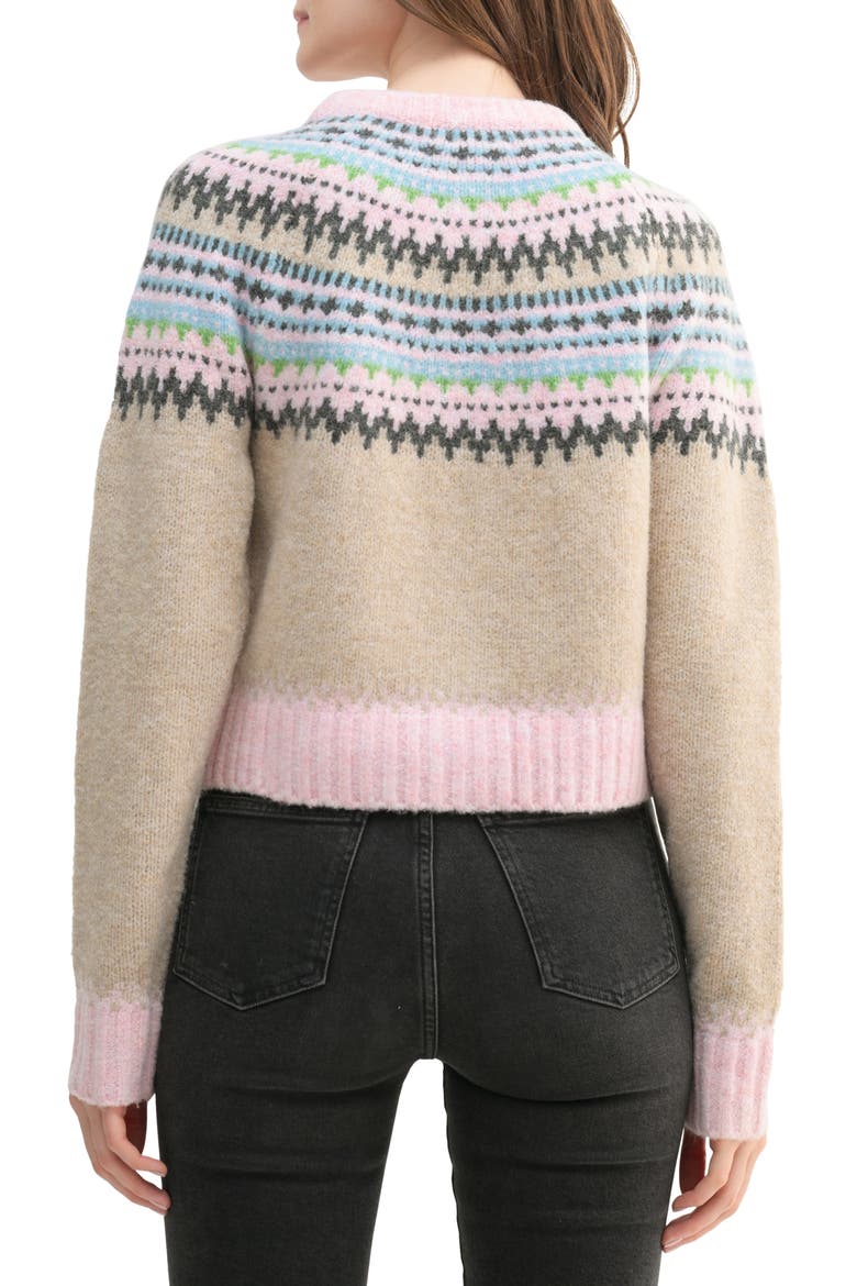 Fair Isle Cardigan, Alternate, color, TAUPE PINK