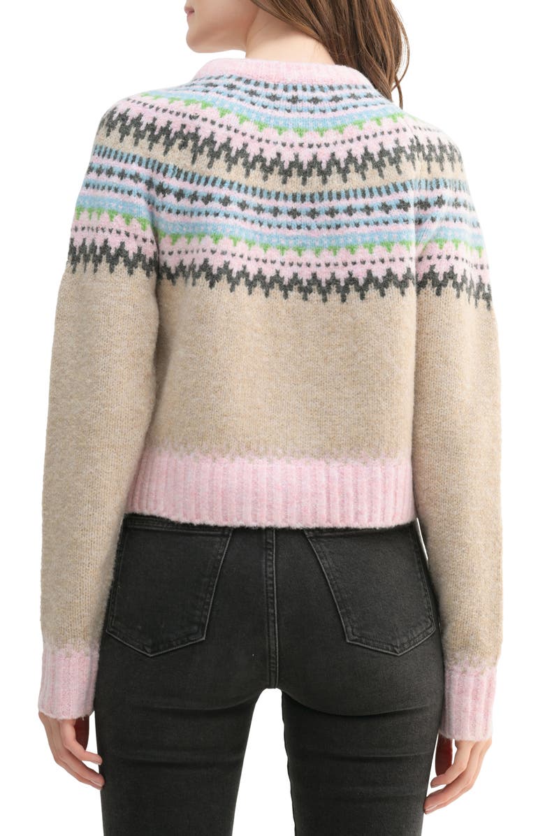 Lush Fair Isle Cardigan, Alternate, color, Taupe Pink
