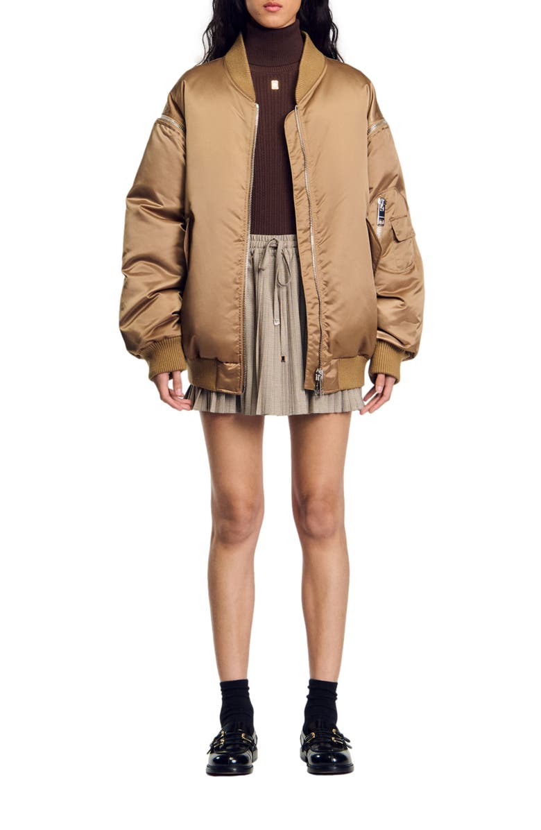 SANDRO Satin-look bomber jacket, Main, color, 