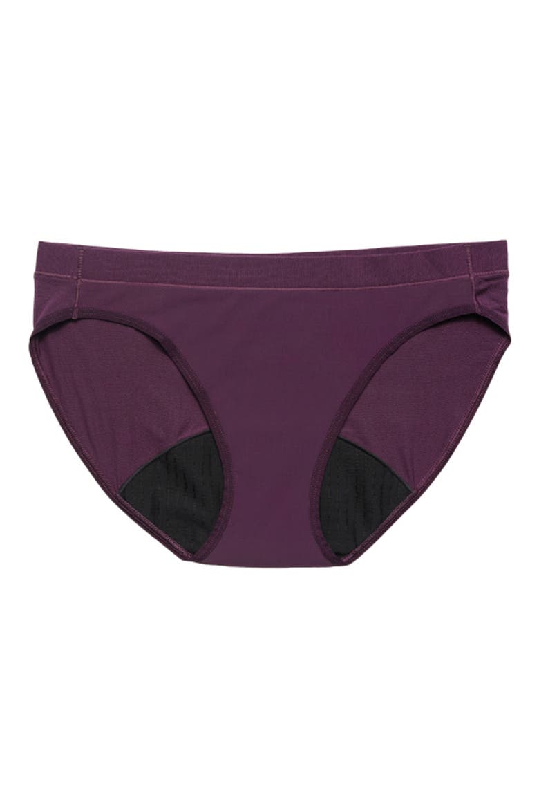 Period & Leakproof Regular Absorbency Comfort Bikini, Alternate, color, DEEP PLUM