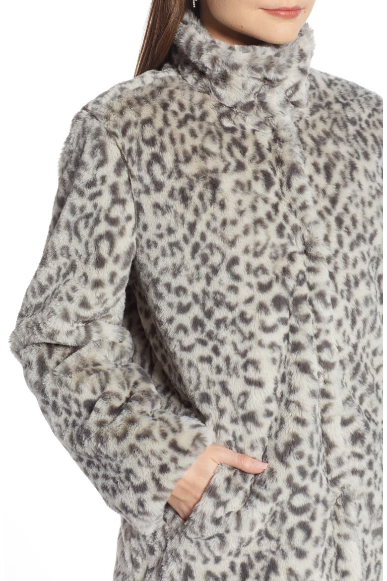 Faux Fur Midi Coat (Nordstrom Exclusive), Alternate, color, LIGHT GREY LEOPARD