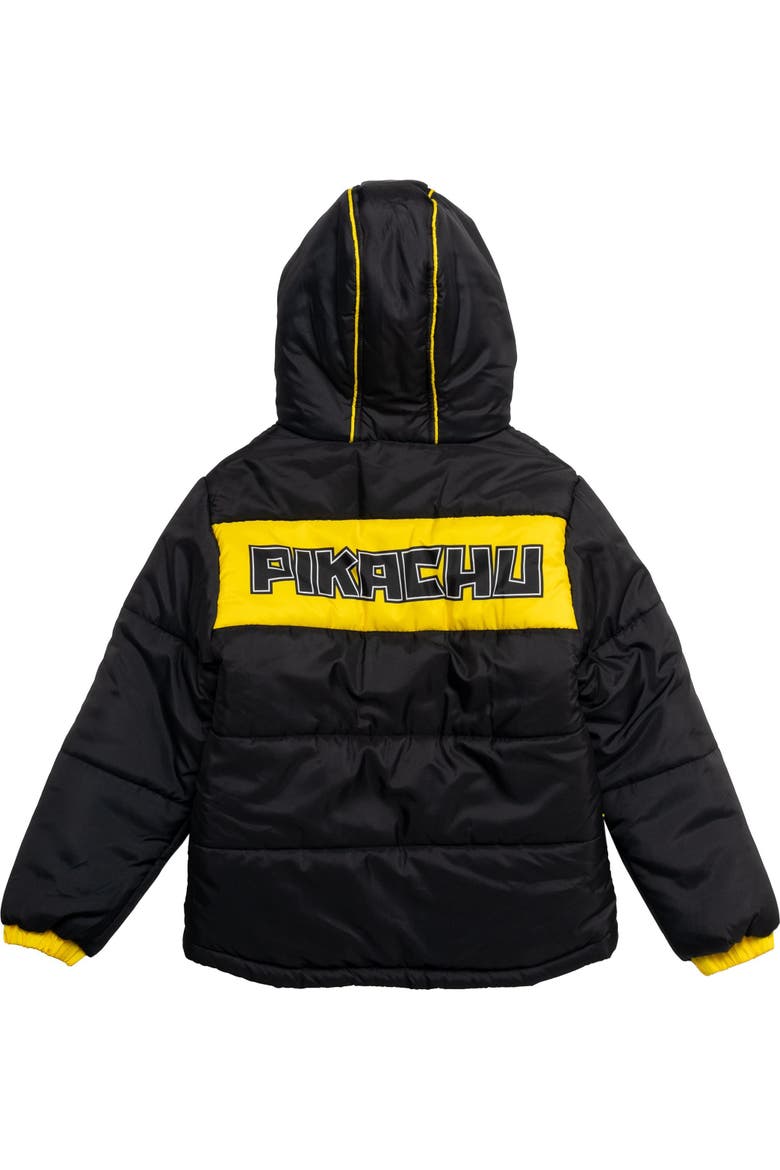 Pikachu Hooded Puffer Coat, Alternate, color, Black Yellow Pikachu