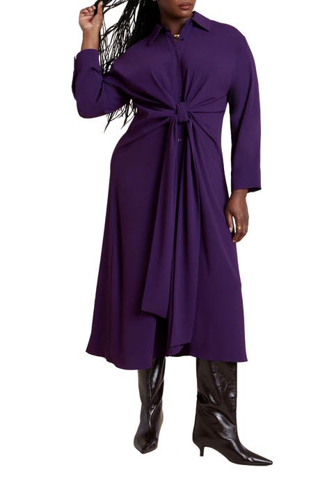 Tie Front Oversized Shirt Dress (Plus Available)