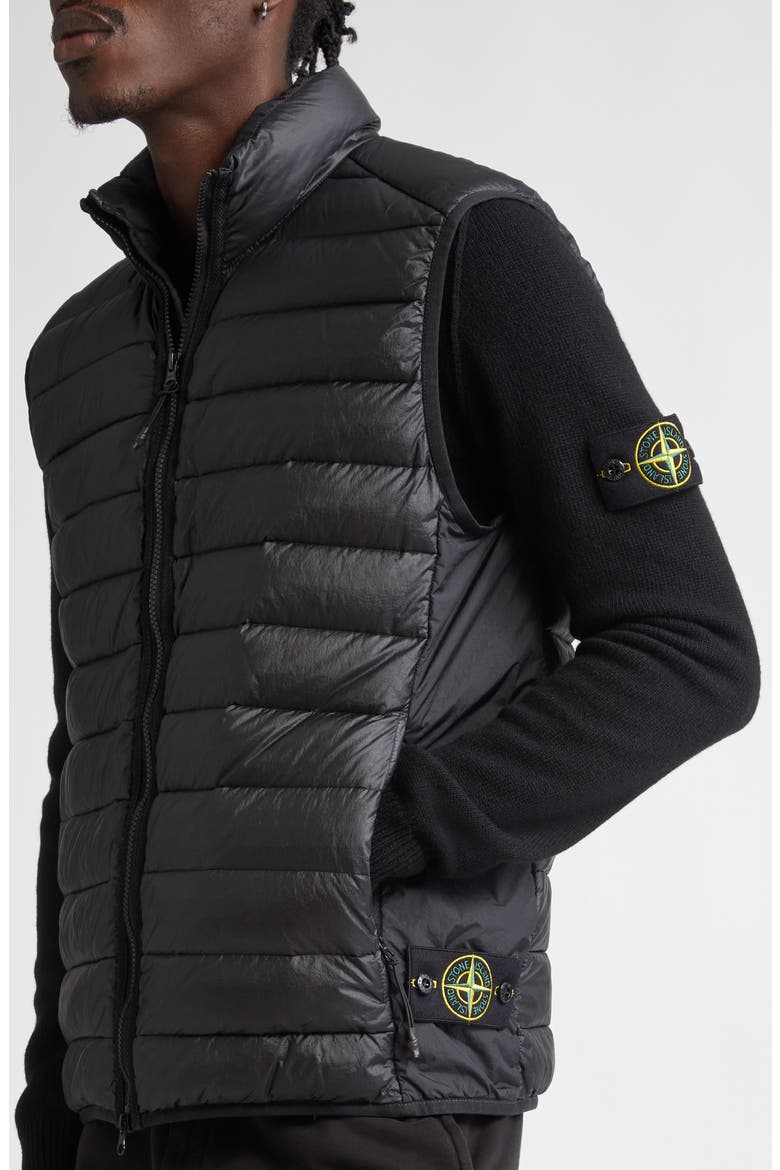 Nylon Down Puffer Vest, Alternate, color, BLACK