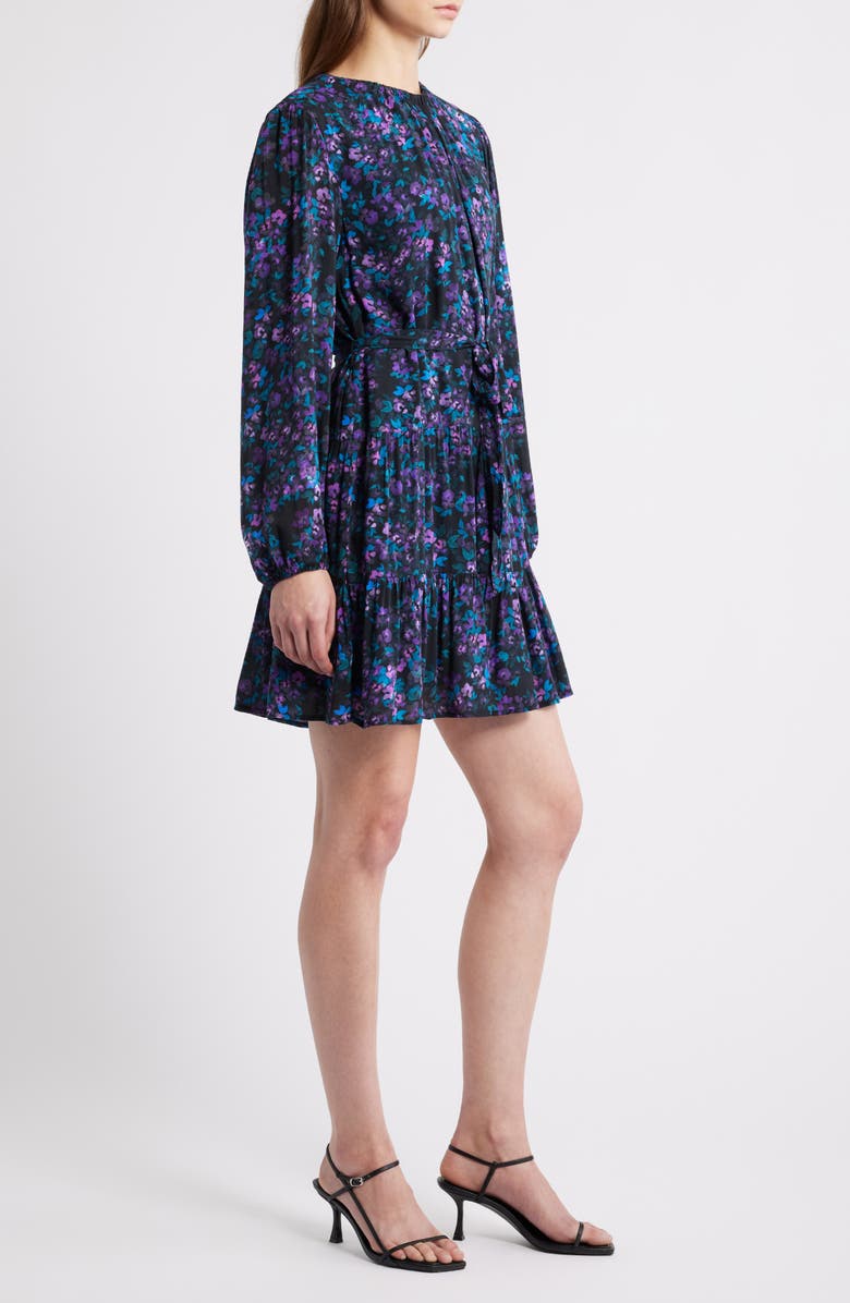 Cloth & Stone Floral Belted Tiered Minidress, Alternate, color, Evening Emerald