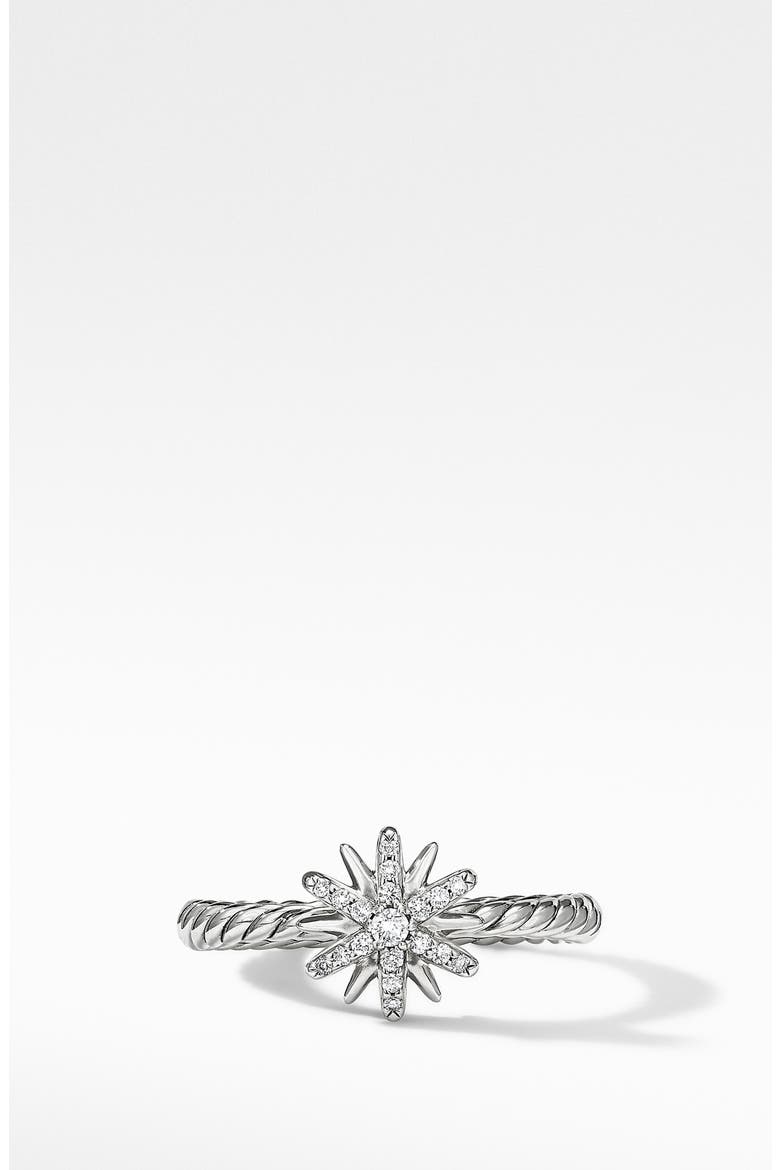Petite Starburst Ring with Pavé Diamonds, Main, color, DIAMOND/ SILVER