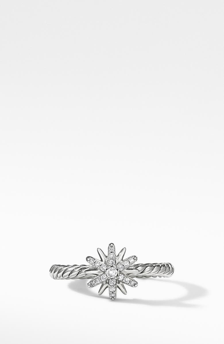 David Yurman Petite Starburst Ring with Pavé Diamonds, Main, color, Diamond/ Silver
