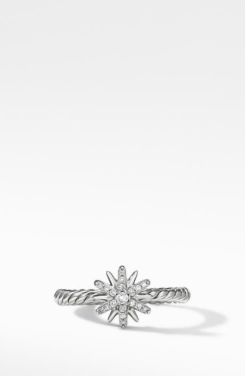 Petite Starburst Ring with Pavé Diamonds
