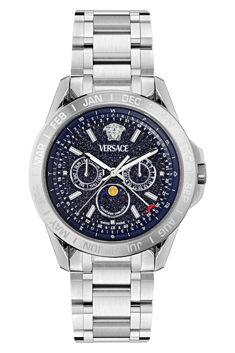 V-Galaxy Moonphase Bracelet Watch, 43mm, Main, color, STAINLESS STEEL