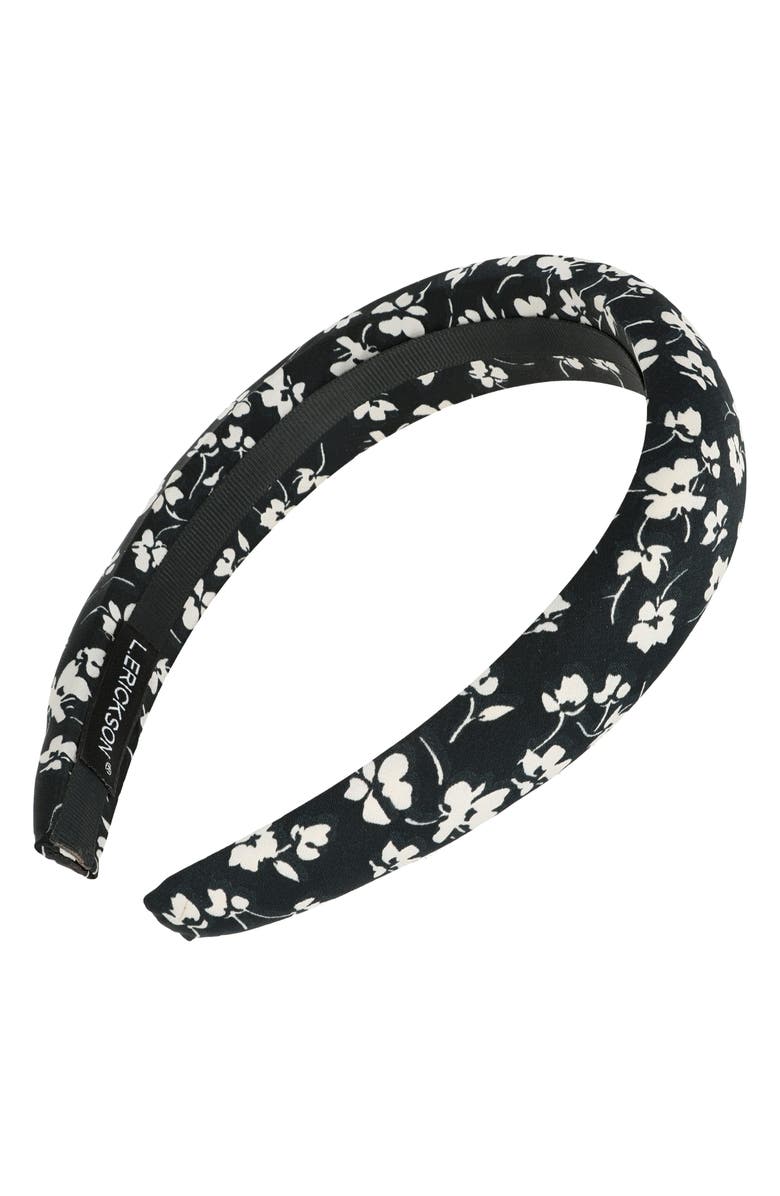 L. Erickson Reba Floral Headband, Main, color, Black/ White