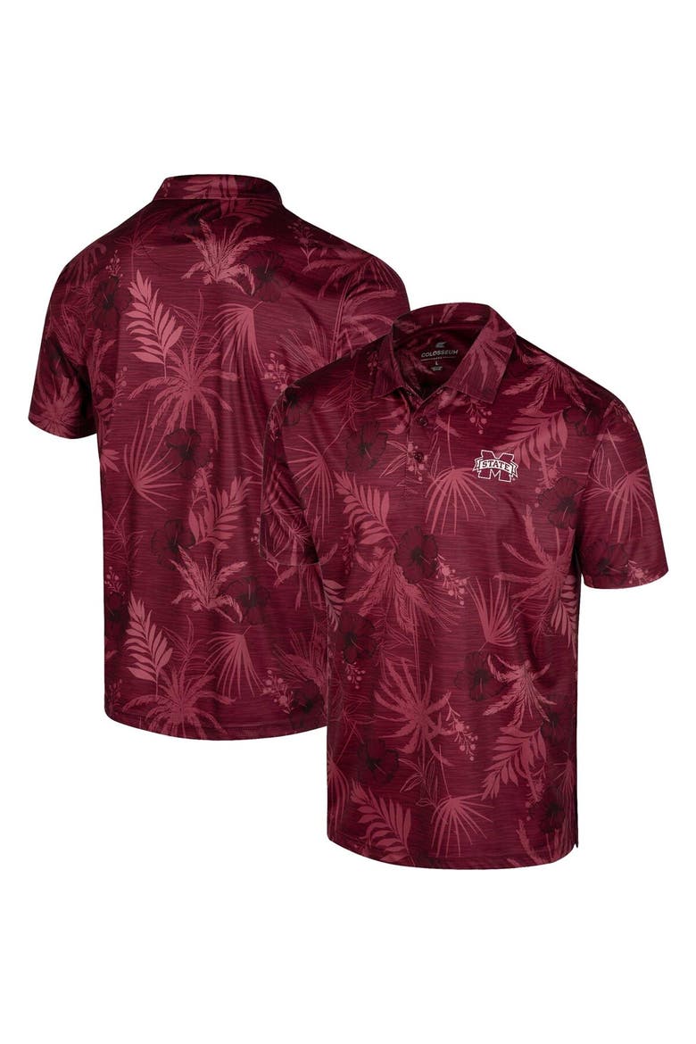 Men's Colosseum Maroon Mississippi State Bulldogs Palms Team Polo, Alternate, color, Maroon