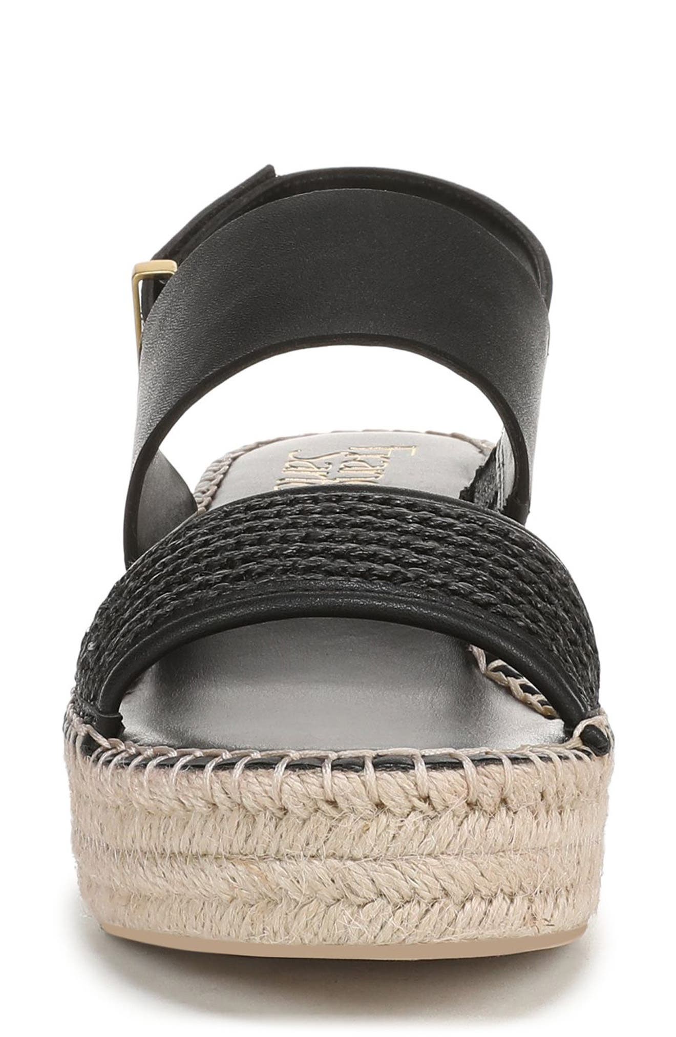 Franco Sarto Parry Wedge Sandal, Alternate, color, Black Faux Leather