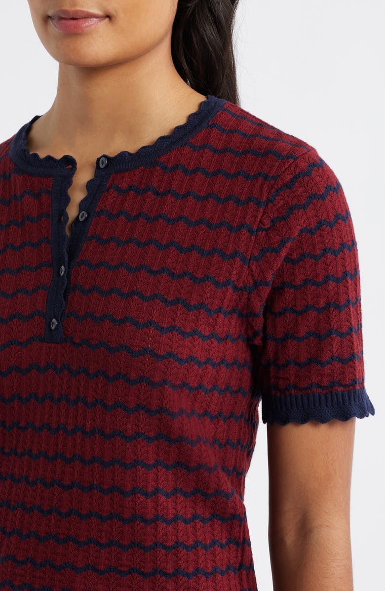 Wit & Wisdom Stripe Knit Top, Alternate, color, Fired Brick/ Navy